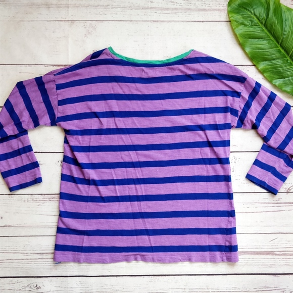 2/$12 MADEWELL Striped Purple 3/4 Sleeve Top, M - Picture 3 of 5